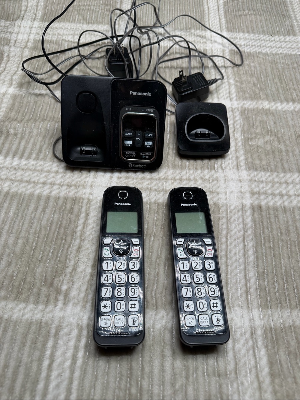 Panasonic Black Cordless Phone Set with Dual Handsets